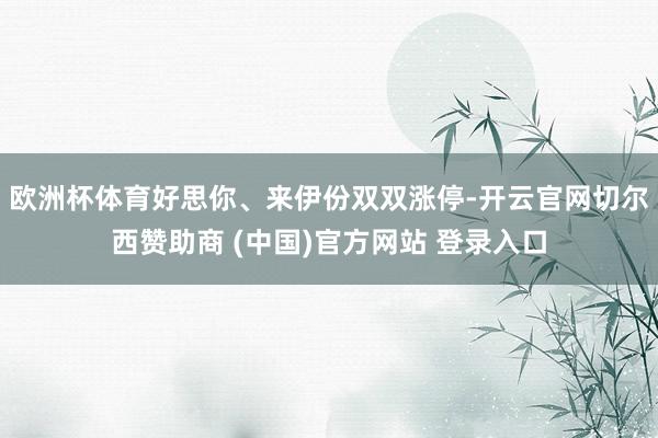 欧洲杯体育好思你、来伊份双双涨停-开云官网切尔西赞助商 (中国)官方网站 登录入口