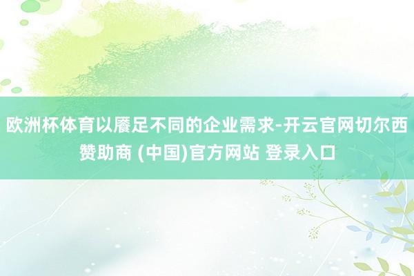 欧洲杯体育以餍足不同的企业需求-开云官网切尔西赞助商 (中国)官方网站 登录入口
