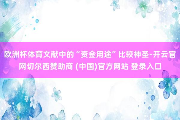 欧洲杯体育文献中的“资金用途”比较神圣-开云官网切尔西赞助商 (中国)官方网站 登录入口