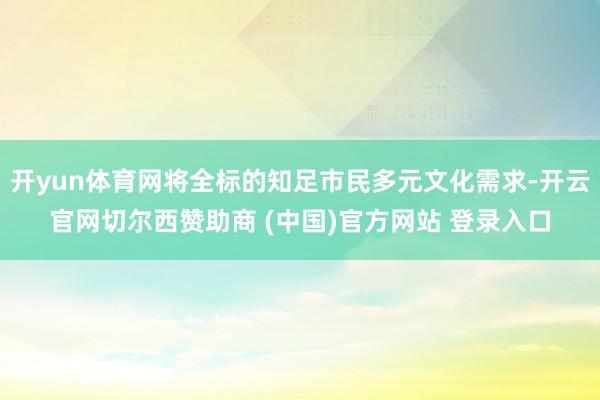 开yun体育网将全标的知足市民多元文化需求-开云官网切尔西赞助商 (中国)官方网站 登录入口