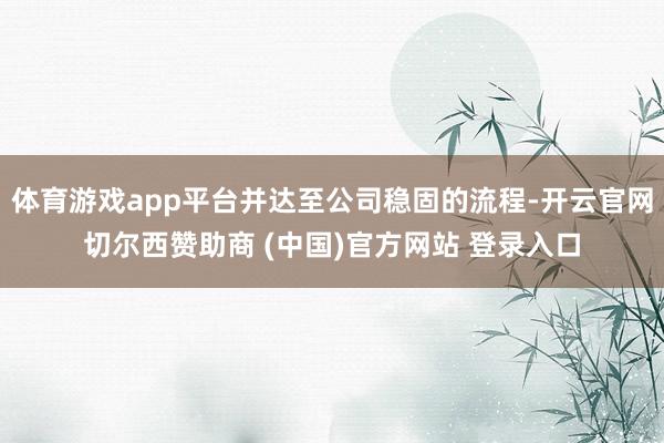体育游戏app平台并达至公司稳固的流程-开云官网切尔西赞助商 (中国)官方网站 登录入口